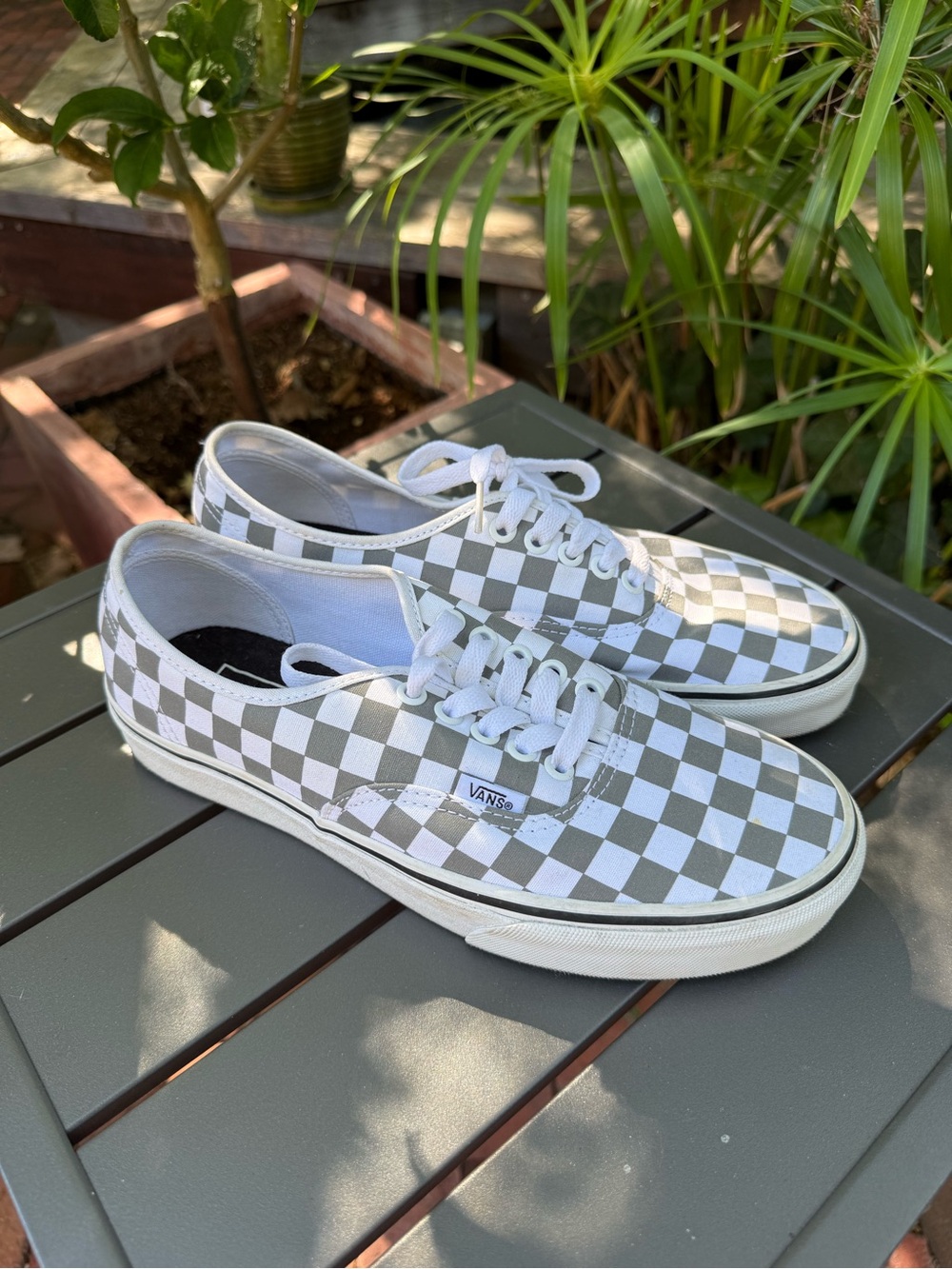 Vans Checkerboard Lace-Up Sneakers - White/Gray